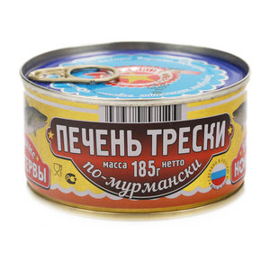 Печень трески вкусные консервы по Мурманский 185г "М"