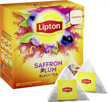 Чай Lipton в пирамидках Saffron Plum черный, 20 пир. "М"