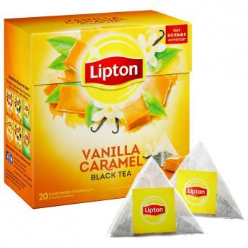 Чай Lipton Vanilla Caramel черный с карамелью 20 пир. "М"