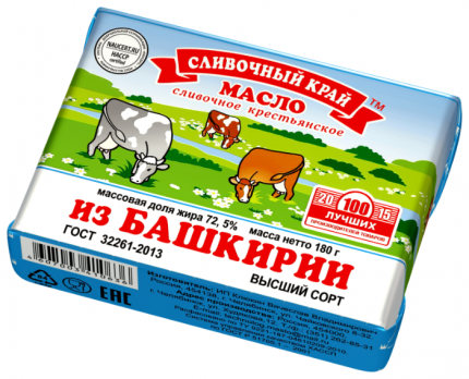 Из Башкирии масло сливочное 72,5% 180г "М"