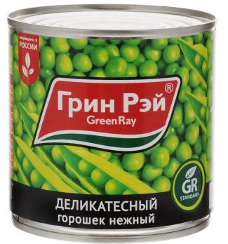 Green Ray горошек зелёный деликатесный 400г "СМ"
