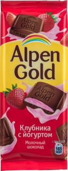 Alpen gold шоколад молочный клубника/йогурт 90г "СМ"