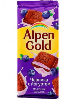 Alpen gold шоколад молочный черника/йогурт 90г "СМ"
