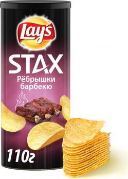 Lays Stax чипсы картофельные ребрышки барбекю 110г "СМ"